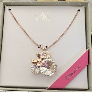 Disney Gold and Silver “Minnie” Icon Necklace with Sparkling Gemstones